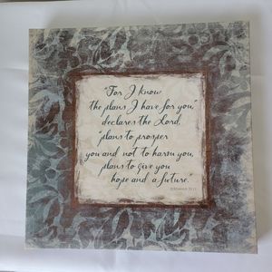 NWOT For I Know Bible Verse Canvas Wall Decor